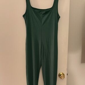 Green ribbed bodycon romper